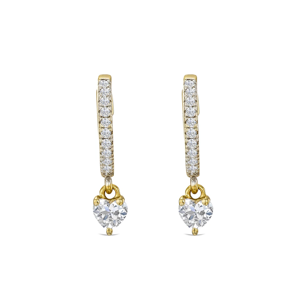 Stellato Heart Drop Huggie Earrings Lab Diamond 0.50ct in 18k Gold Vermeil