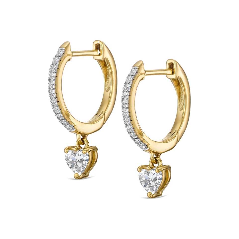 Stellato Heart Drop Huggie Earrings Lab Diamond 1.00ct in 18k Gold Vermeil