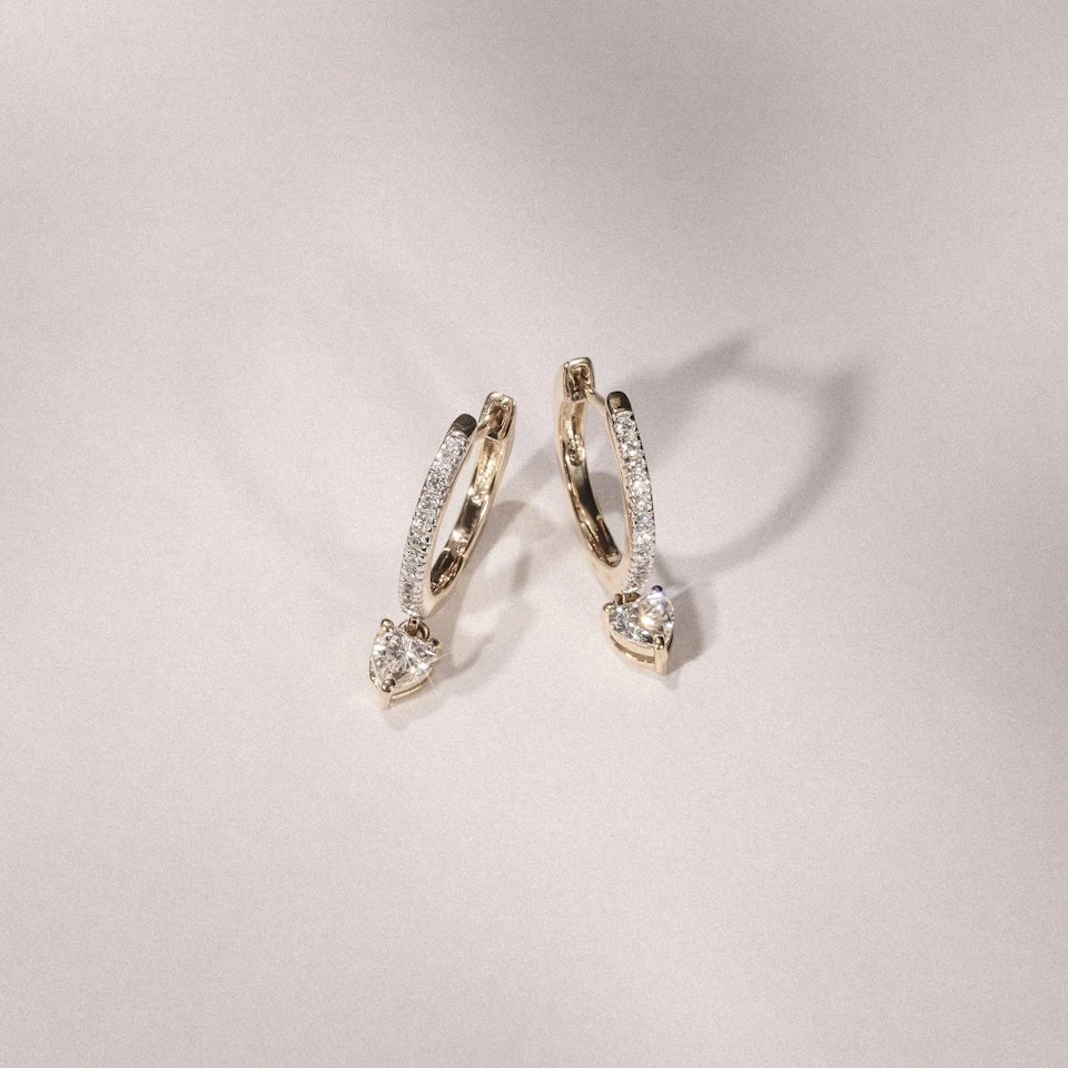 Stellato Heart Drop Huggie Earrings Lab Diamond 1.00ct in 18k Gold Vermeil
