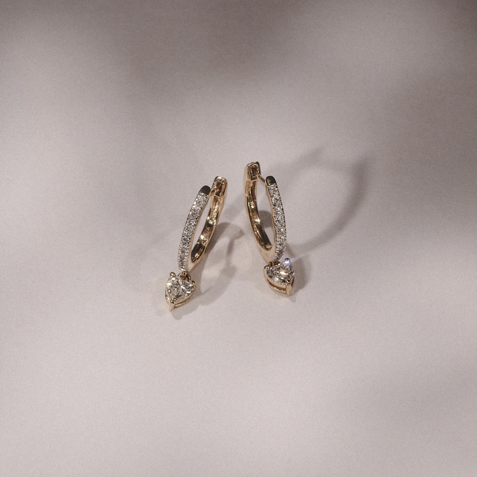 Stellato Heart Drop Huggie Earrings Lab Diamond 1.00ct in 18k Gold Vermeil