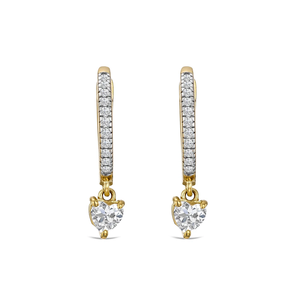 Stellato Heart Drop Huggie Earrings Lab Diamond 1.00ct in 18k Gold Vermeil