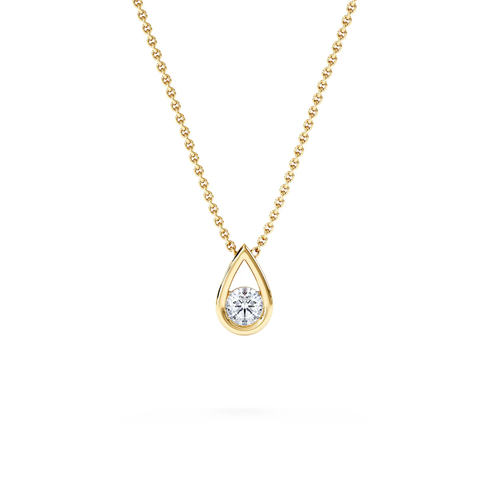 Teardrop Solitaire 0.25ct H/SI Round Cut Lab Grown Necklace in 18K Gold Vermeil