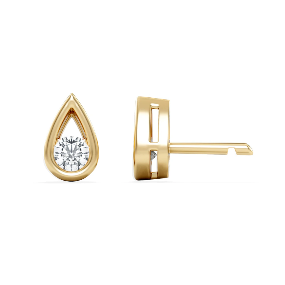 Teardrop 0.21ct Round Cut Lab Grown Stud Earrings in 18K Gold Vermeil