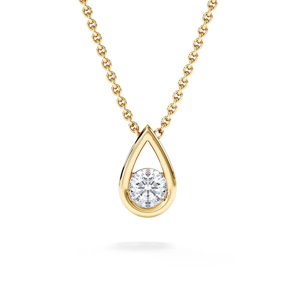 Teardrop Solitaire 0.25ct H/SI Round Cut Lab Grown Necklace in 18K Gold Vermeil