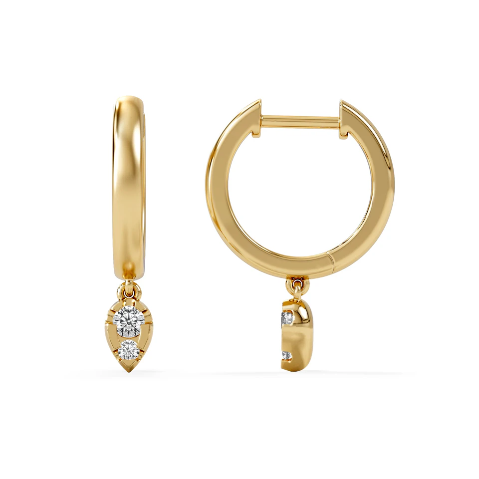 Lab Diamond 0.15ct Marquise Drop Huggies in 18K Gold Vermeil