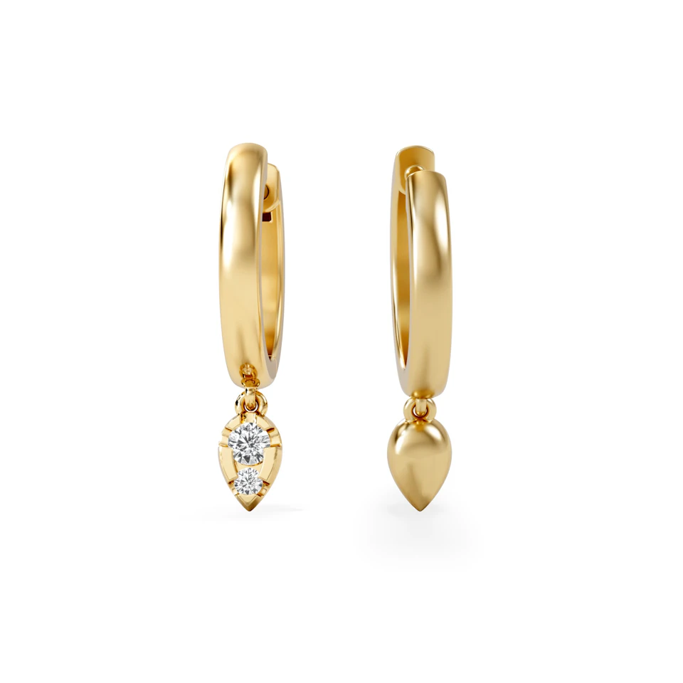 Lab Diamond 0.15ct Marquise Drop Huggies in 18K Gold Vermeil