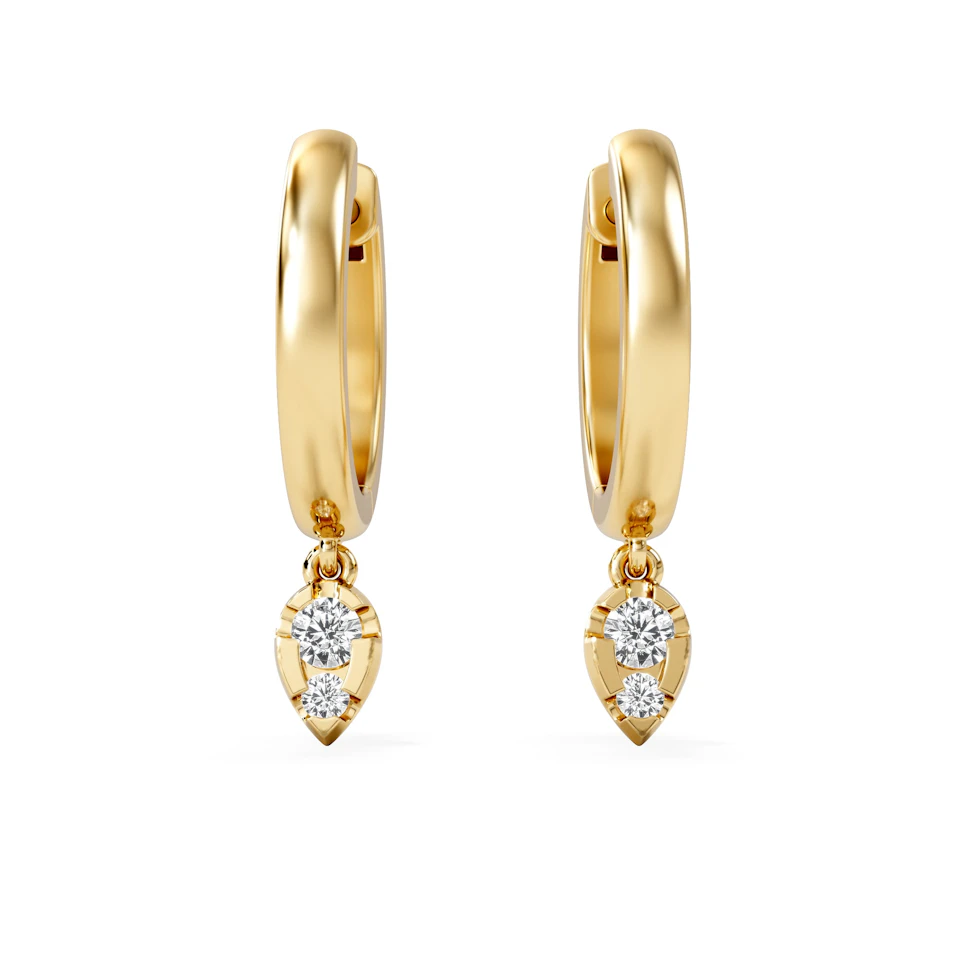 Lab Diamond 0.15ct Marquise Drop Huggies in 18K Gold Vermeil