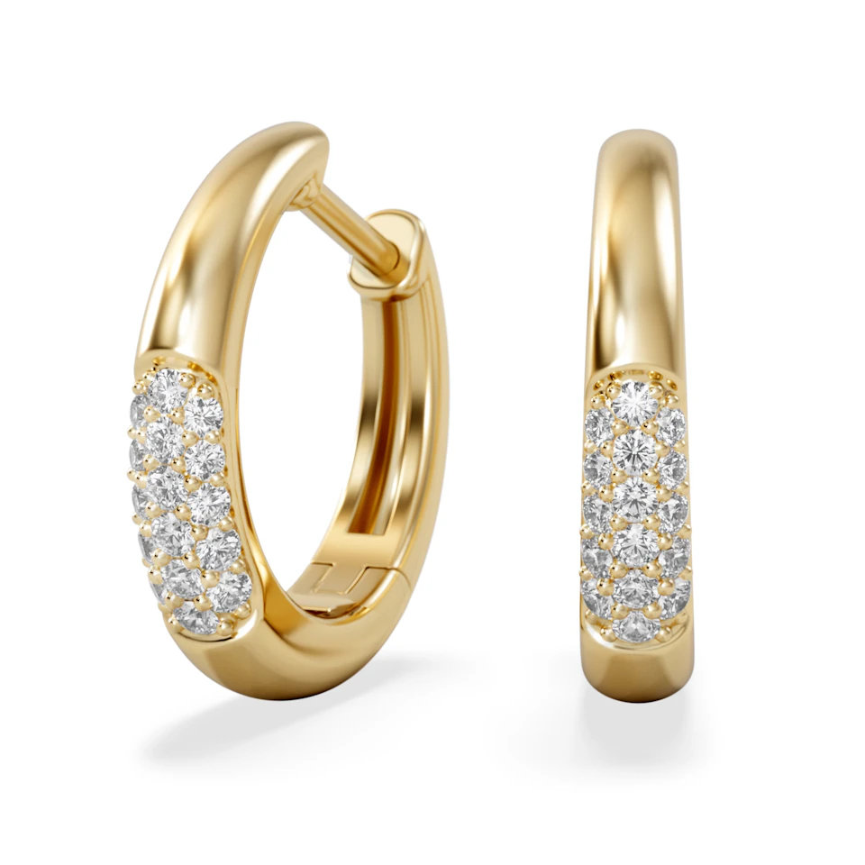 Short Micro Pavé Huggies Lab Diamond Earrings 0.25ct in 18K Gold Vermeil