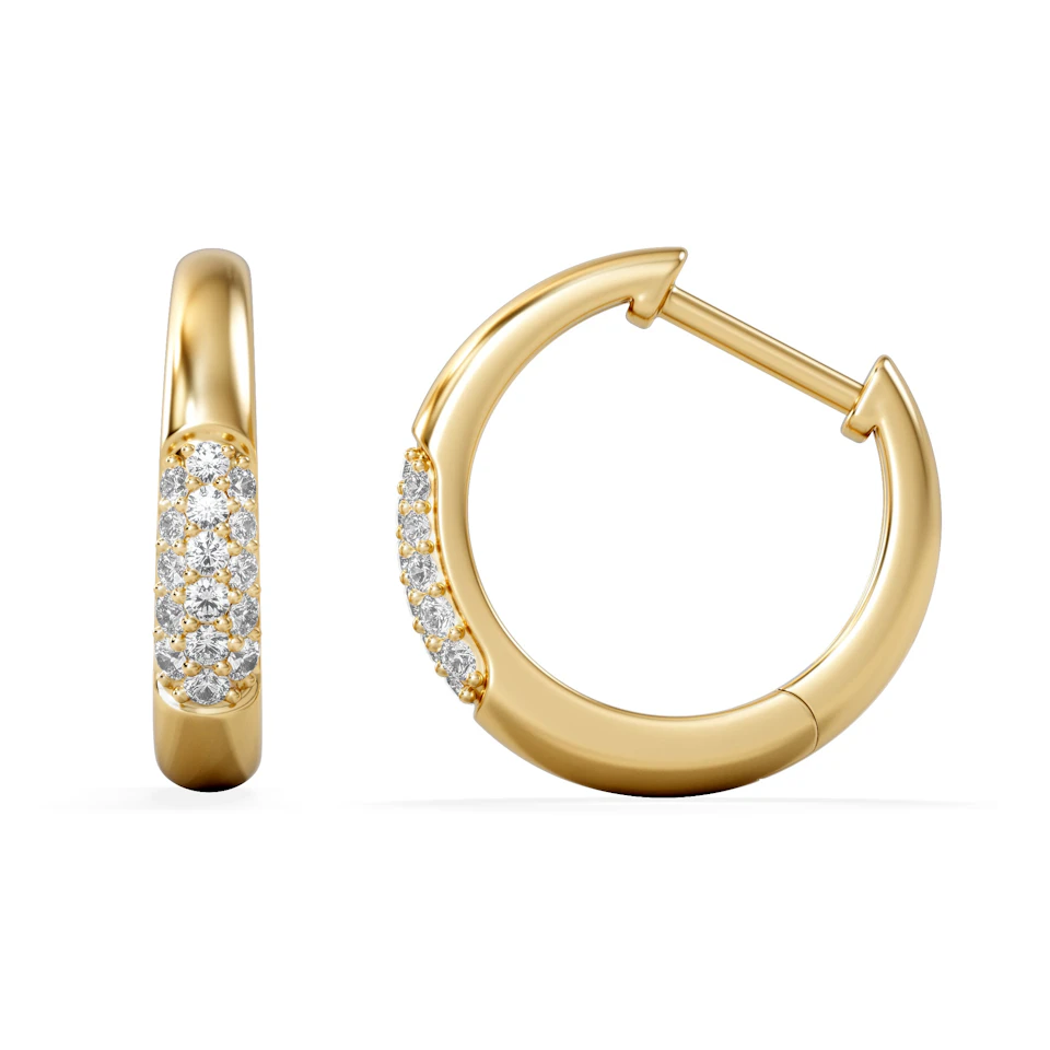 Short Micro Pavé Huggies Lab Diamond Earrings 0.25ct in 18K Gold Vermeil