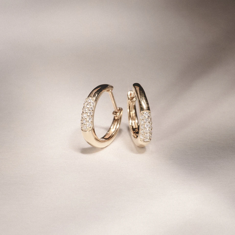 Short Micro Pavé Huggies Lab Diamond Earrings 0.25ct in 18K Gold Vermeil