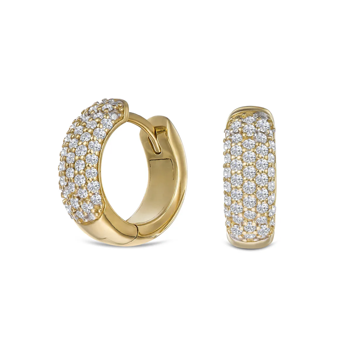 Micro Pave Huggies Lab Diamond Earrings 0.55ct in 18k Gold Vermeil