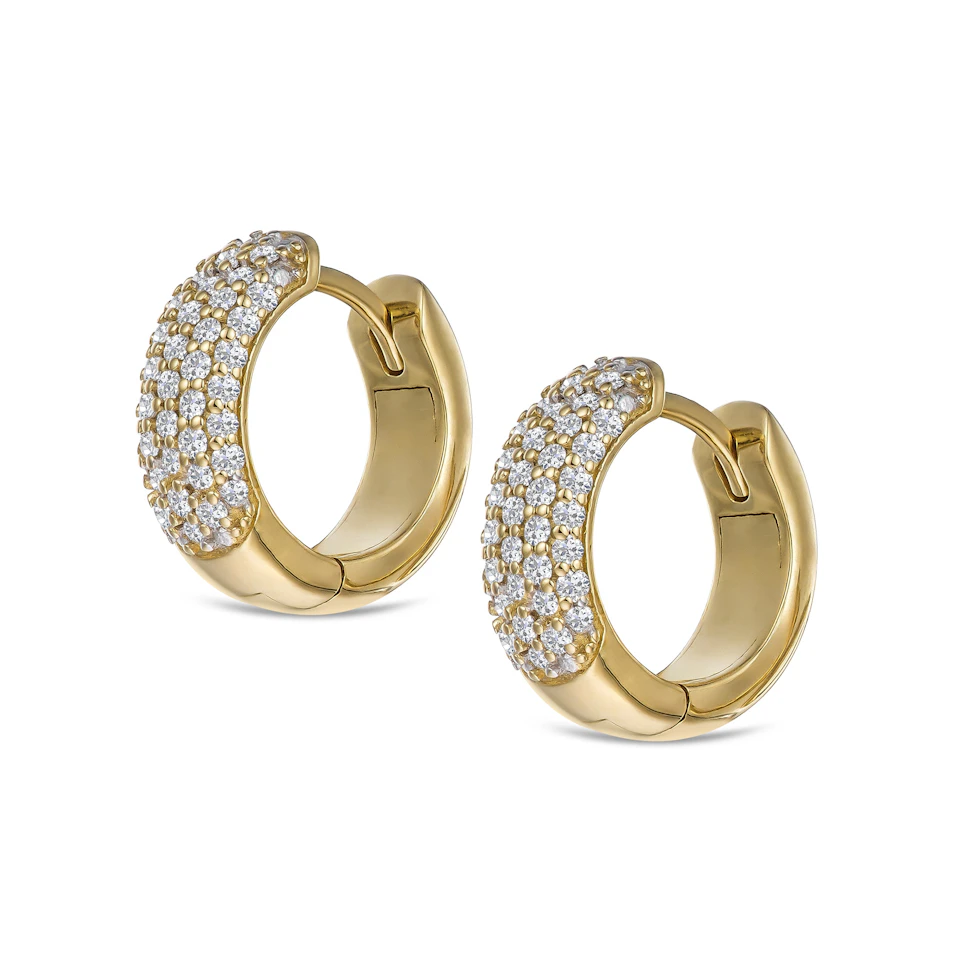 Micro Pave Huggies Lab Diamond Earrings 0.55ct in 18k Gold Vermeil