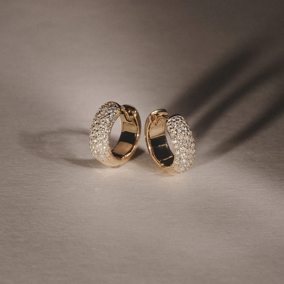 Micro Pave Huggies Lab Diamond Earrings 0.55ct in 18k Gold Vermeil