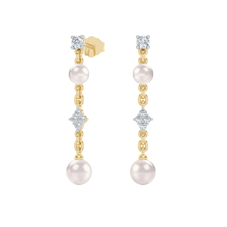 Eden 2.70ct Round Pearl and Lab Diamond Drop Earrings in 18K Gold Vermeil