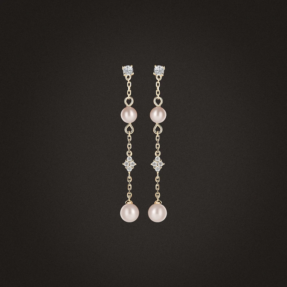 Eden 2.70ct Round Pearl and Lab Diamond Drop Earrings in 18K Gold Vermeil