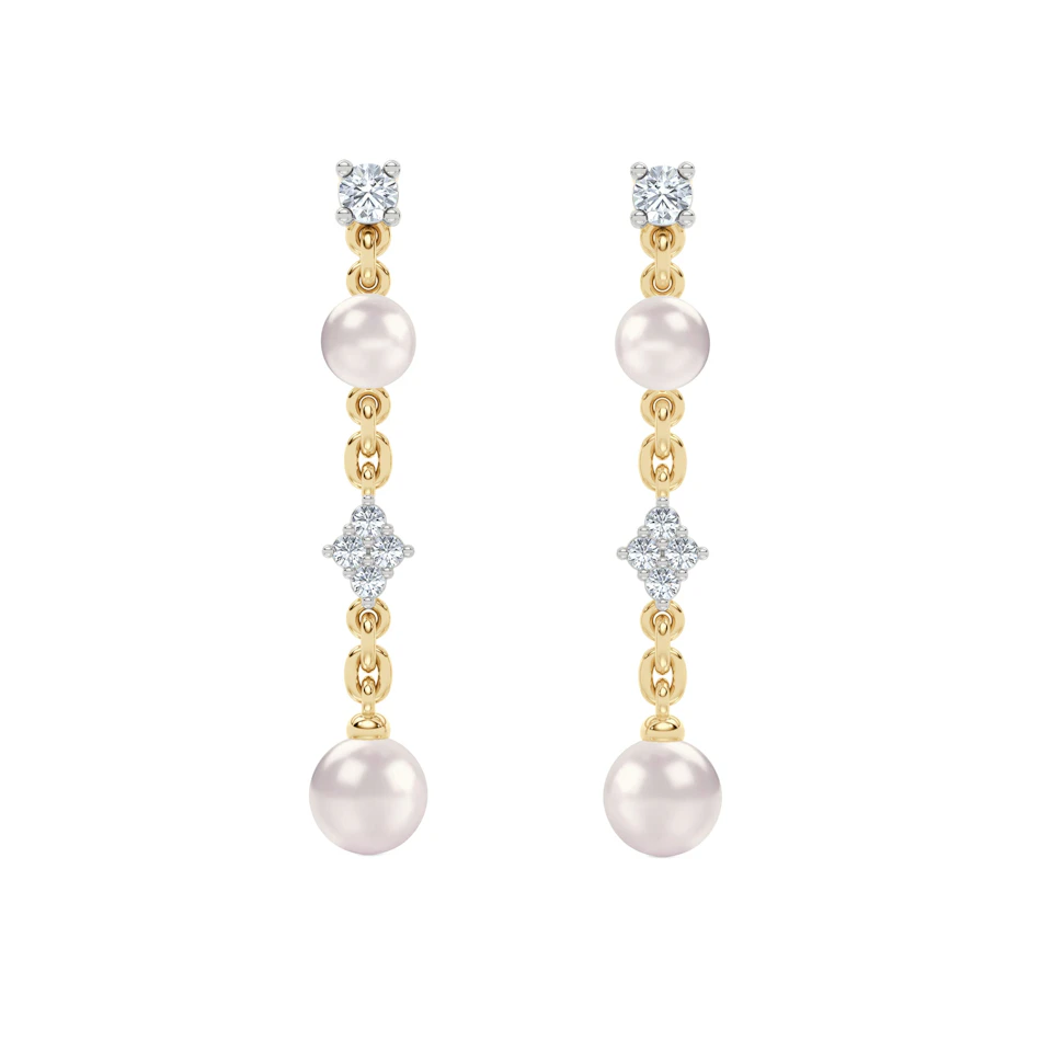 Eden 2.70ct Round Pearl and Lab Diamond Drop Earrings in 18K Gold Vermeil