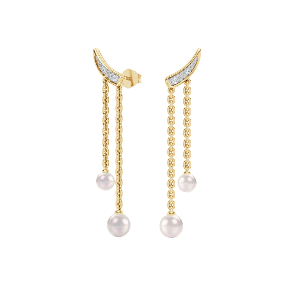 Eden 2.70ct Round Pearl and Lab Diamond Drop Earrings in 18K Gold Vermeil