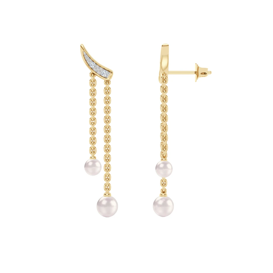 Eden 2.70ct Round Pearl and Lab Diamond Drop Earrings in 18K Gold Vermeil