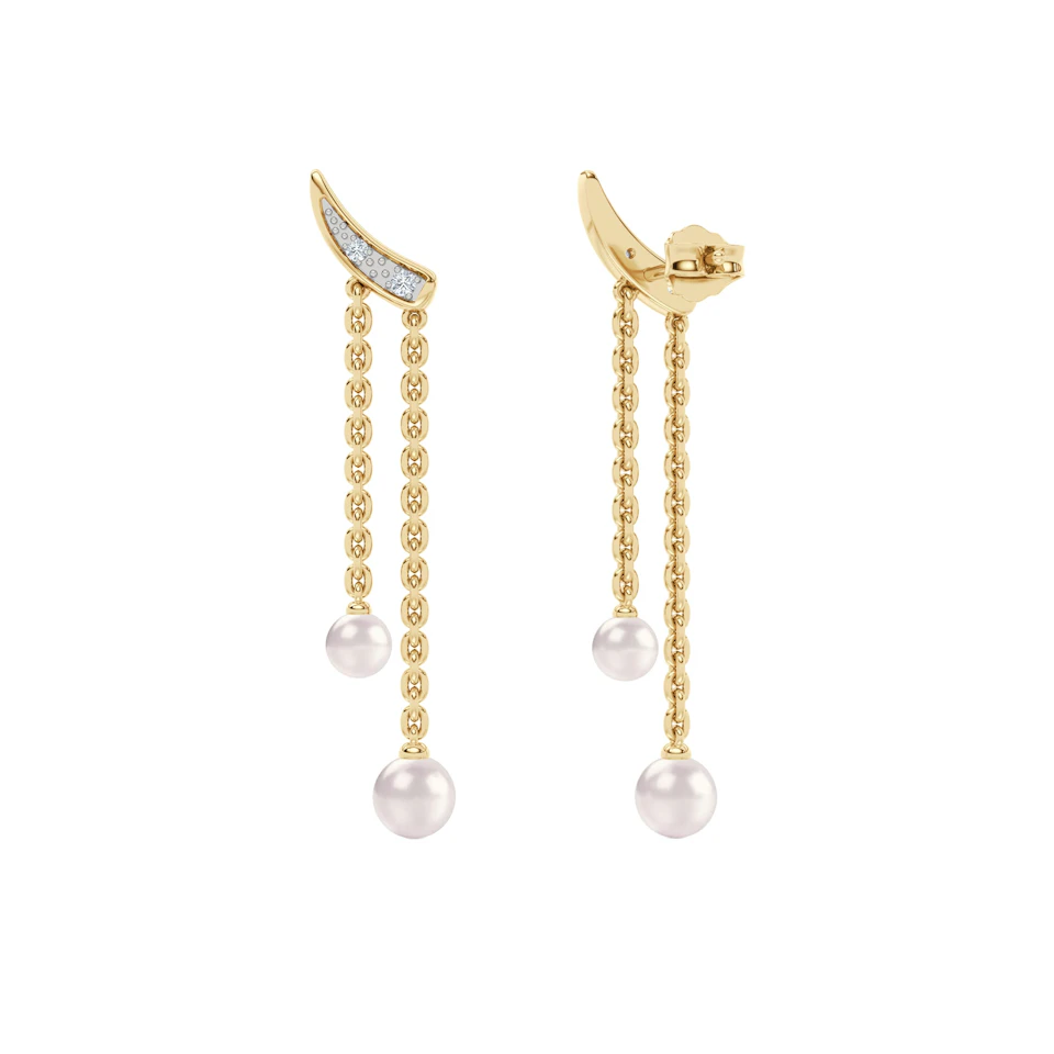 Eden 2.70ct Round Pearl and Lab Diamond Drop Earrings in 18K Gold Vermeil