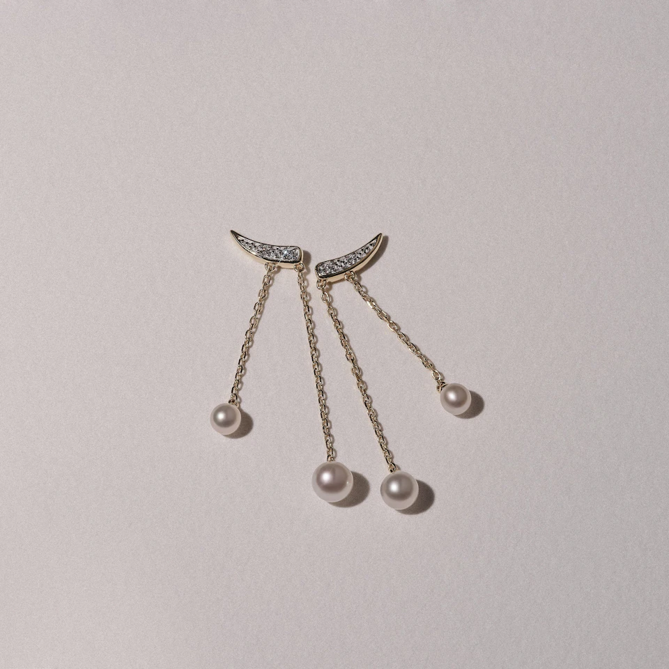 Eden 2.70ct Round Pearl and Lab Diamond Drop Earrings in 18K Gold Vermeil