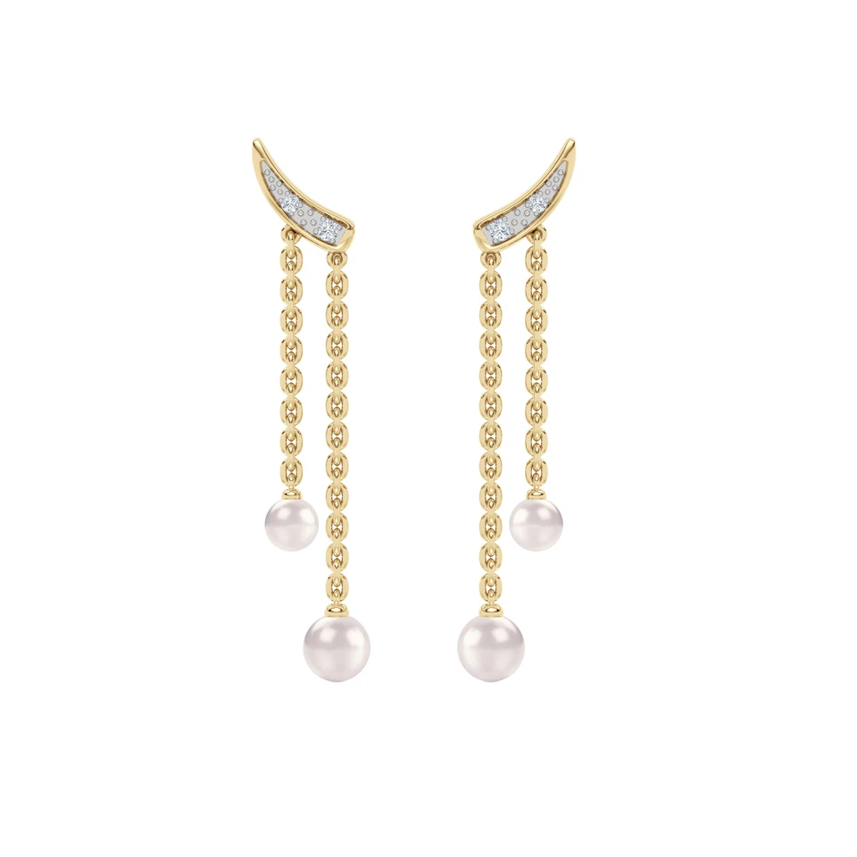 Eden 2.70ct Round Pearl and Lab Diamond Drop Earrings in 18K Gold Vermeil