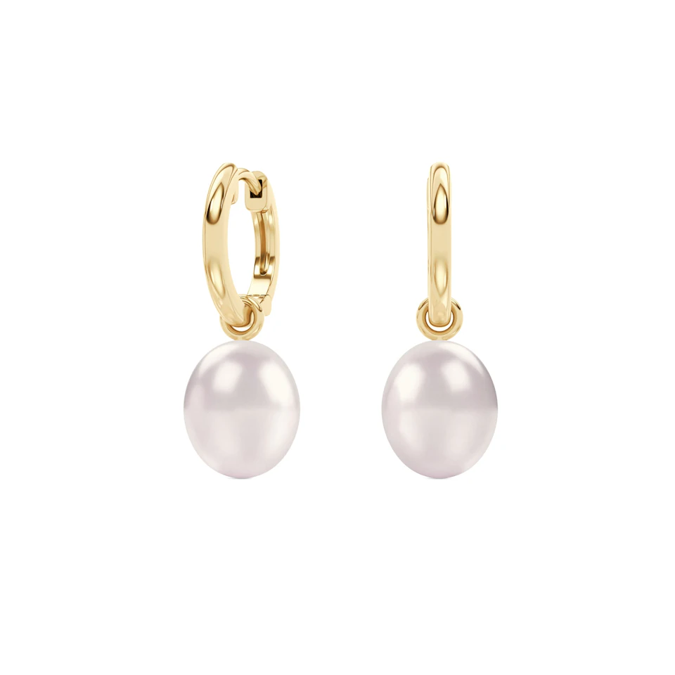 Eden 21.00ct Oval Pearl Huggie Earrings in 18K Gold Vermeil