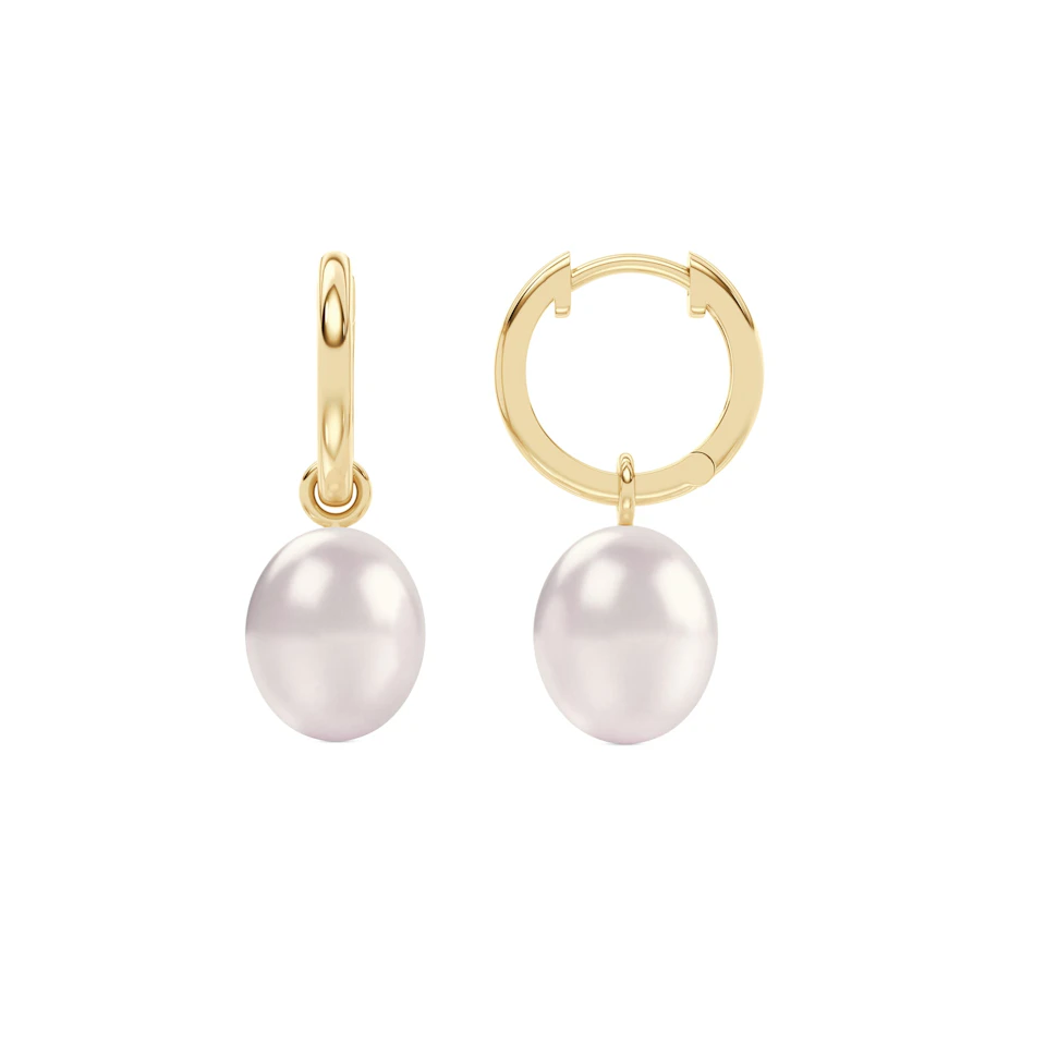 Eden 21.00ct Oval Pearl Huggie Earrings in 18K Gold Vermeil