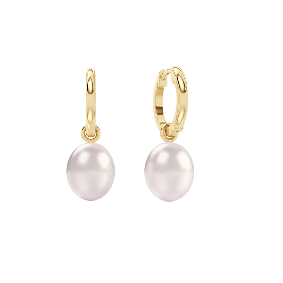Eden 21.00ct Oval Pearl Huggie Earrings in 18K Gold Vermeil