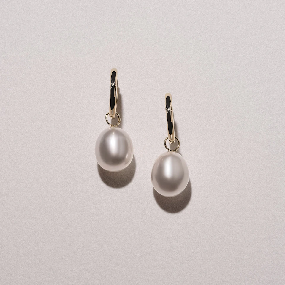 Eden 21.00ct Oval Pearl Huggie Earrings in 18K Gold Vermeil