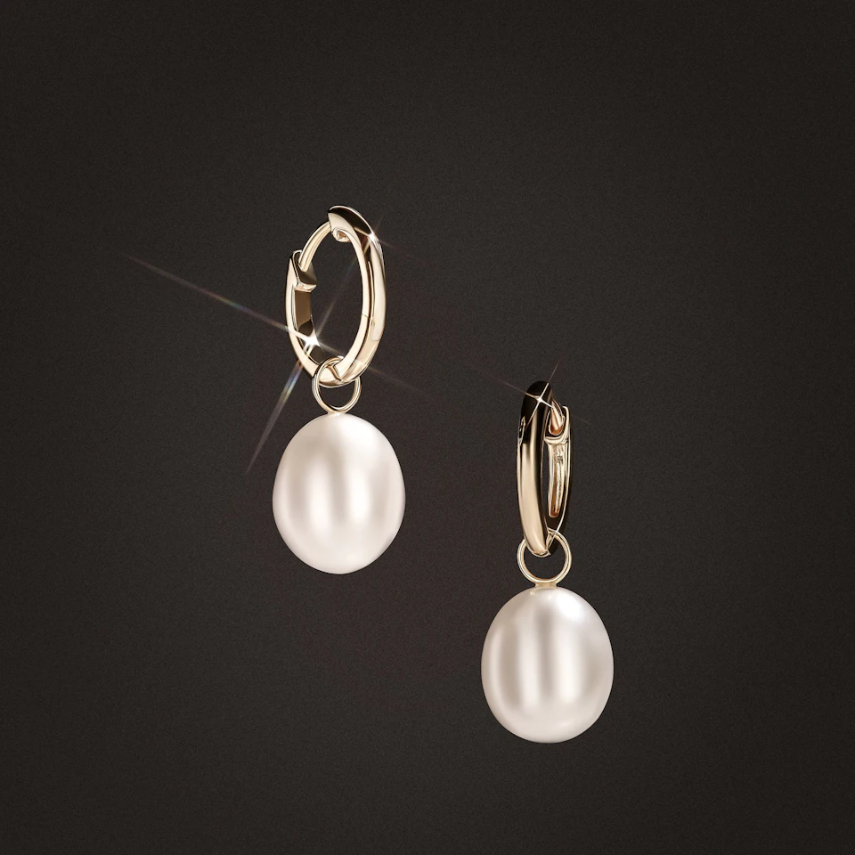 Eden 21.00ct Oval Pearl Huggie Earrings in 18K Gold Vermeil