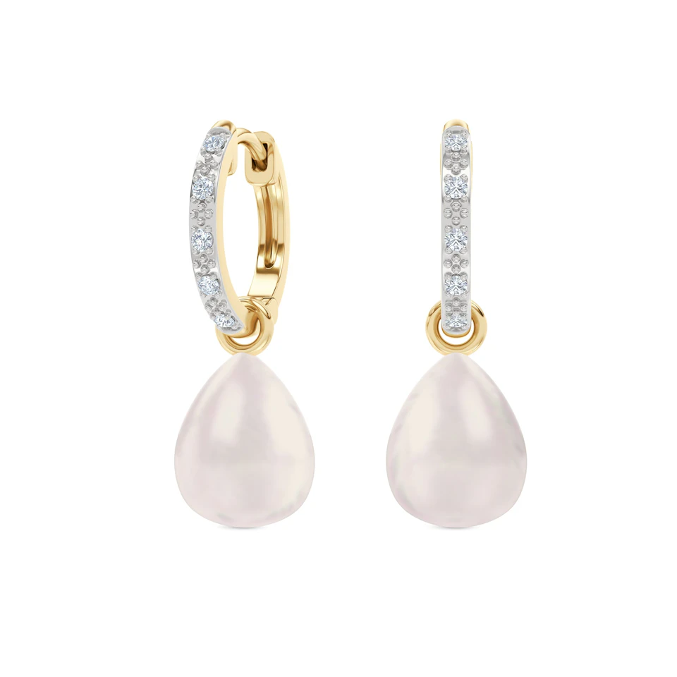 Eden 20.00ct Oval Pearl and Lab Diamond Huggie Drop Earrings in 18K Gold Vermeil