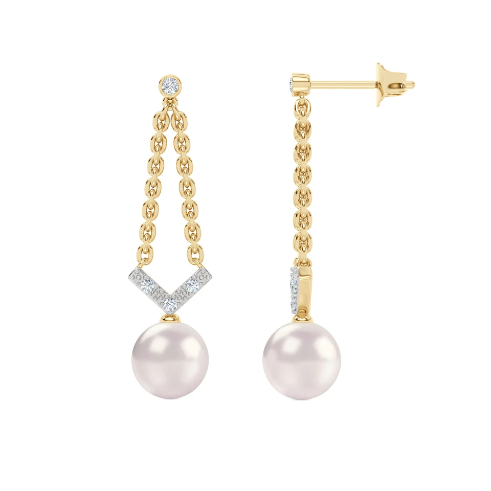 Eden 7.75ct Round Pearl and Lab Diamond Drop Earrings in 18K Gold Vermeil