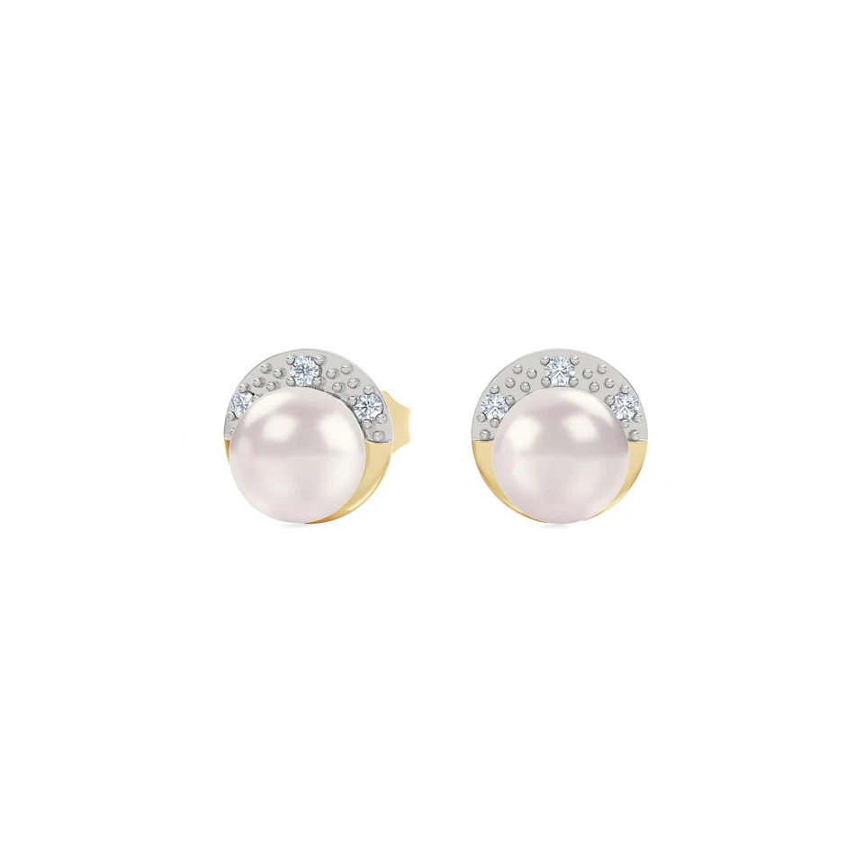 Eden 4.15ct Round Pearl and Lab Diamond Stud Earrings in 18K Gold Vermeil