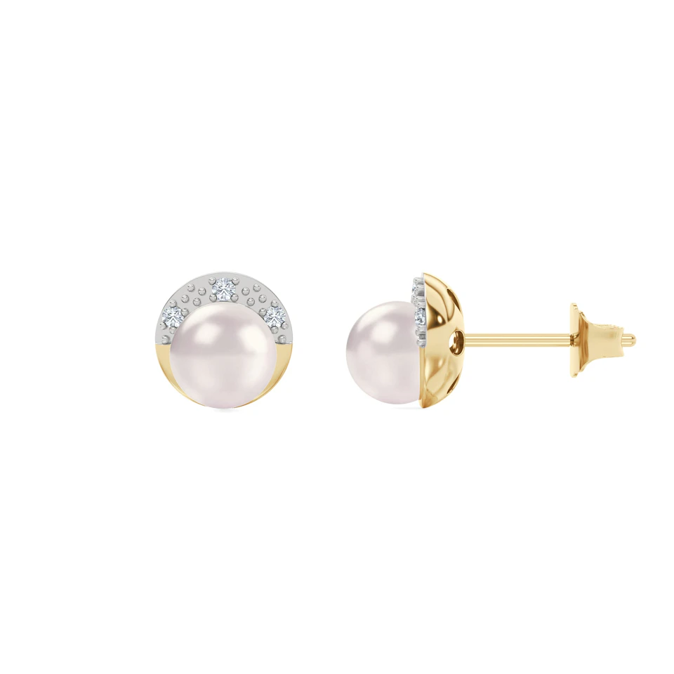 Eden 4.15ct Round Pearl and Lab Diamond Stud Earrings in 18K Gold Vermeil