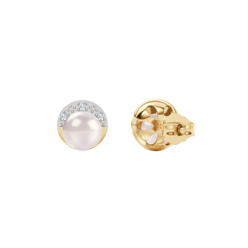 Eden 4.15ct Round Pearl and Lab Diamond Stud Earrings in 18K Gold Vermeil