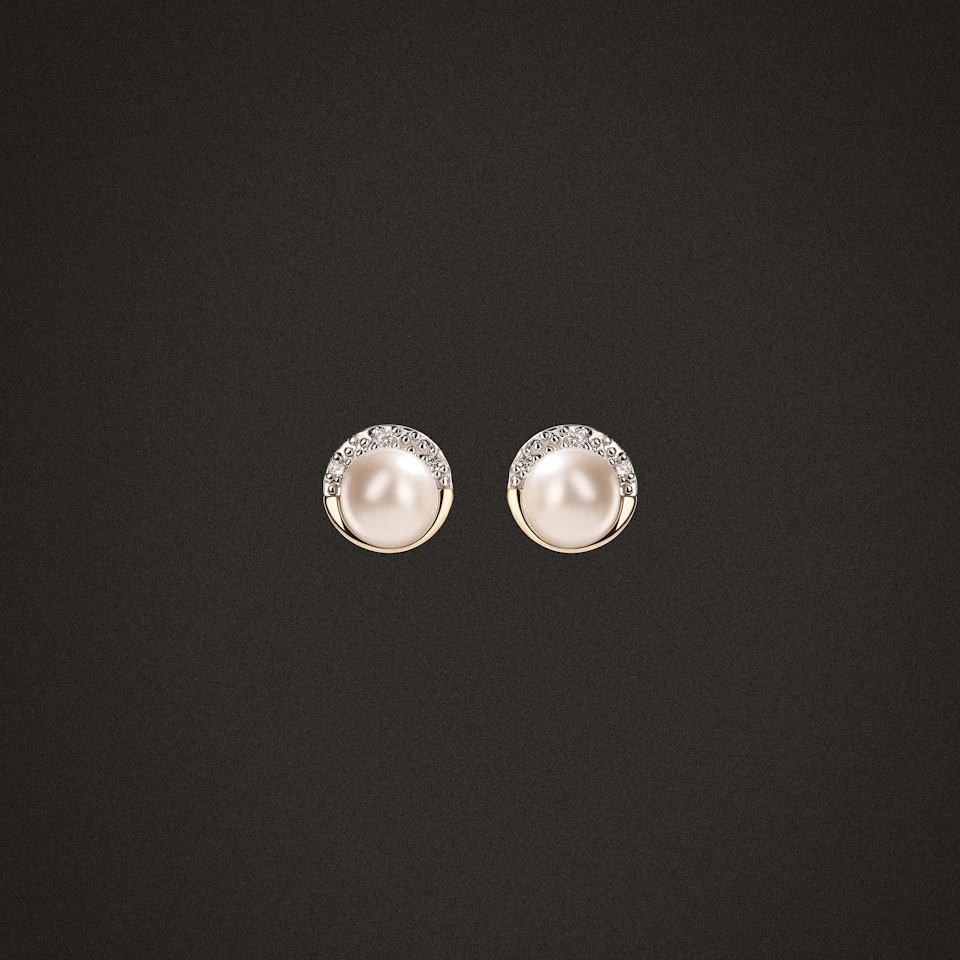Eden 4.15ct Round Pearl and Lab Diamond Stud Earrings in 18K Gold Vermeil