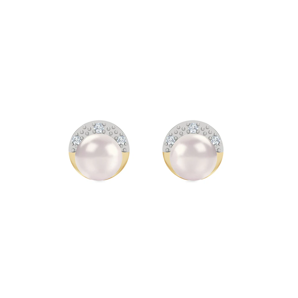 Eden 4.15ct Round Pearl and Lab Diamond Stud Earrings in 18K Gold Vermeil