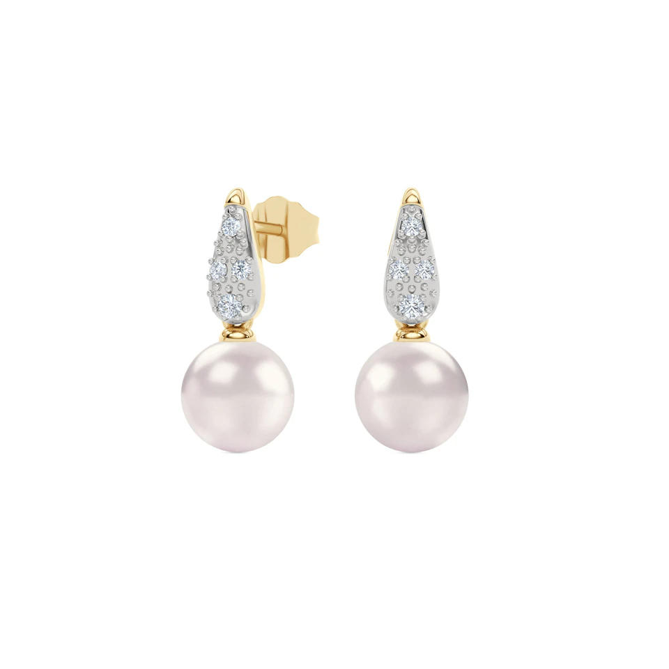Eden 5.70ct Round Pearl and Lab Diamond Studs Earrings in 18K Gold Vermeil