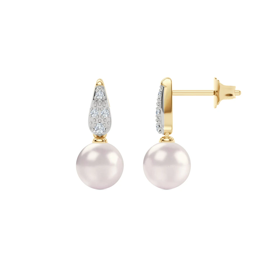Eden 5.70ct Round Pearl and Lab Diamond Studs Earrings in 18K Gold Vermeil