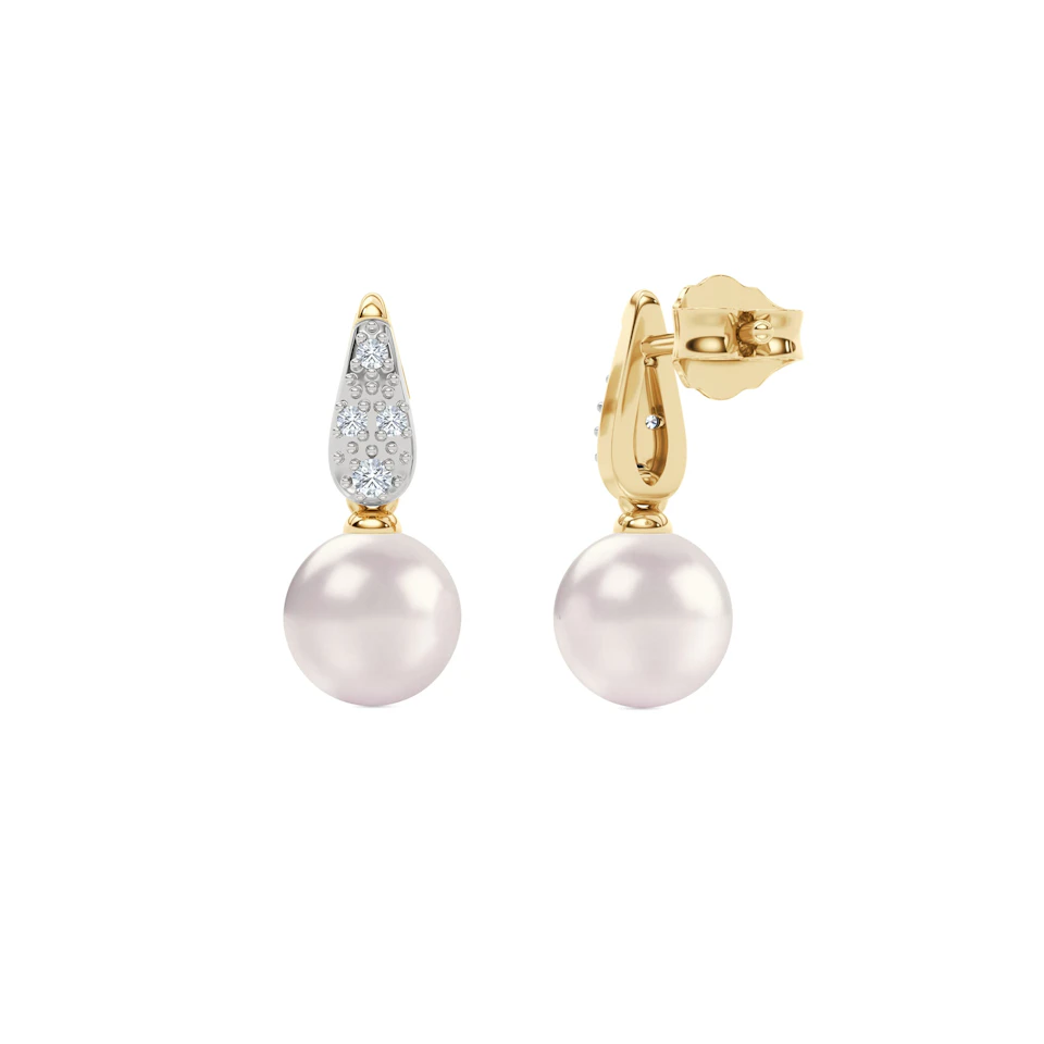 Eden 5.70ct Round Pearl and Lab Diamond Studs Earrings in 18K Gold Vermeil