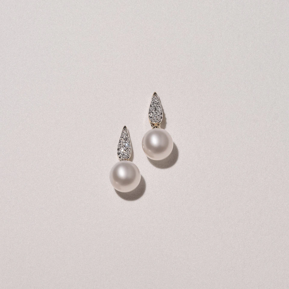 Eden 5.70ct Round Pearl and Lab Diamond Studs Earrings in 18K Gold Vermeil
