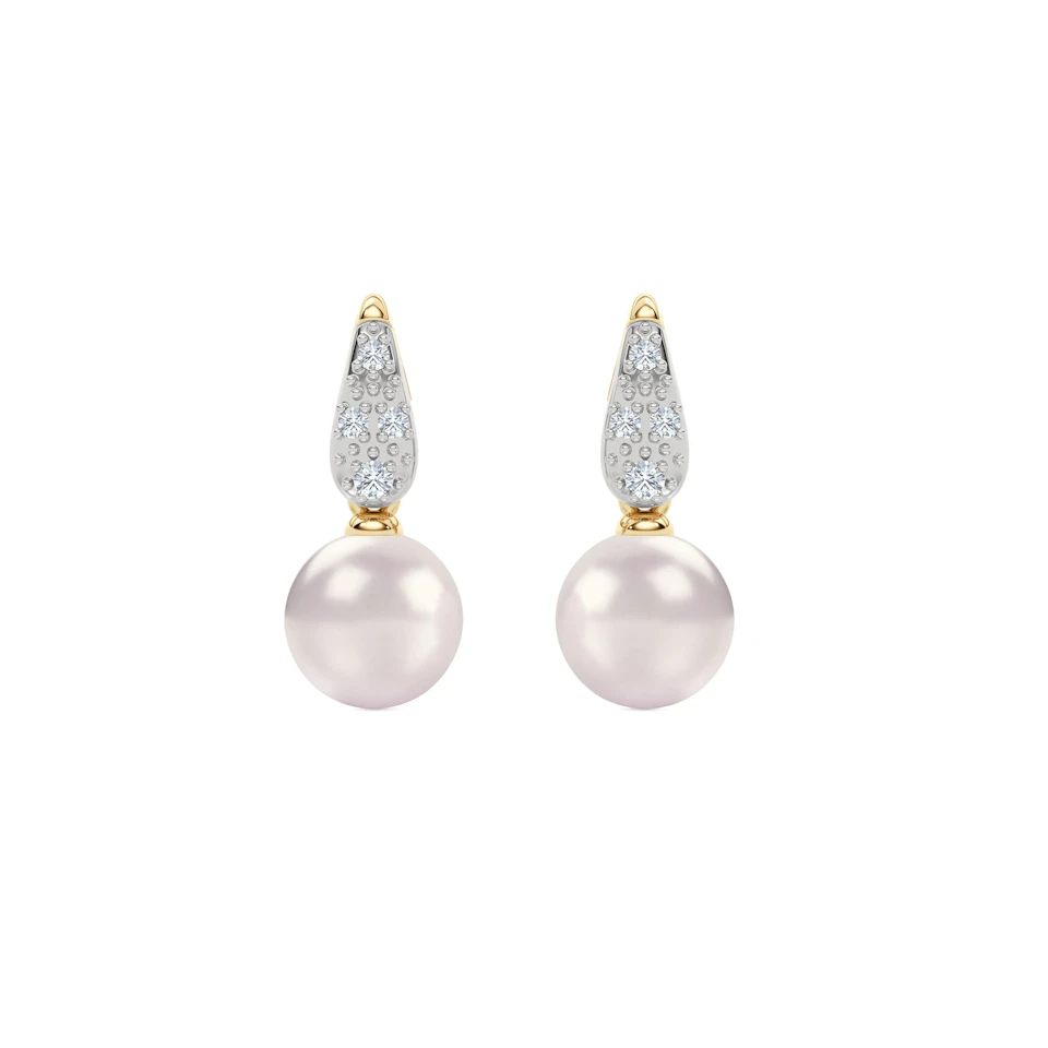 Eden 5.70ct Round Pearl and Lab Diamond Studs Earrings in 18K Gold Vermeil