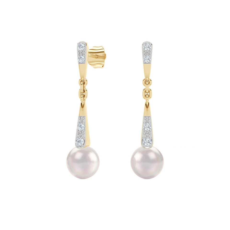 Eden 3.90ct Round Pearl and Lab Diamond Earrings in 18K Gold Vermeil