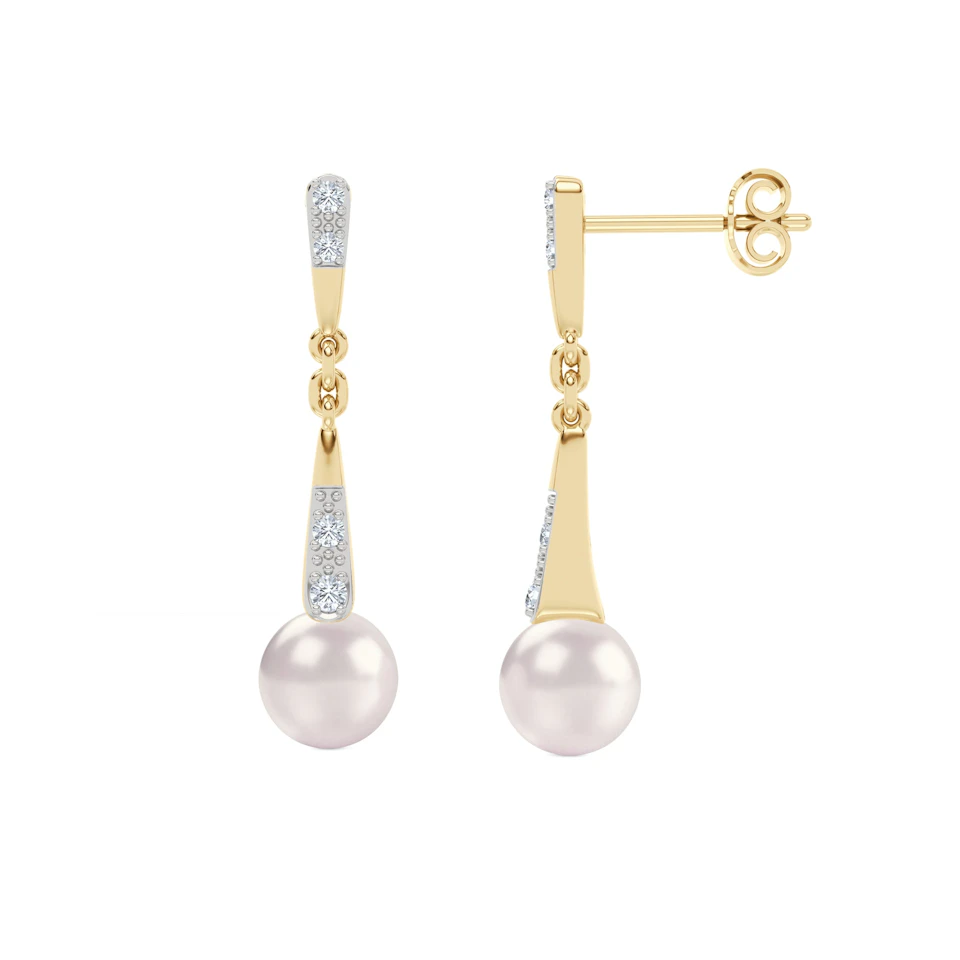 Eden 3.90ct Round Pearl and Lab Diamond Earrings in 18K Gold Vermeil