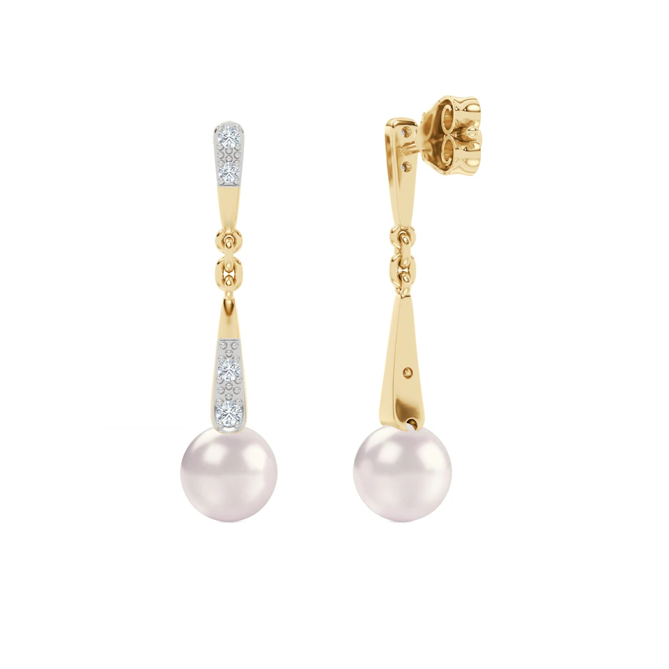 Eden 3.90ct Round Pearl and Lab Diamond Earrings in 18K Gold Vermeil