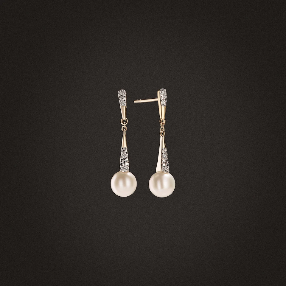 Eden 3.90ct Round Pearl and Lab Diamond Earrings in 18K Gold Vermeil