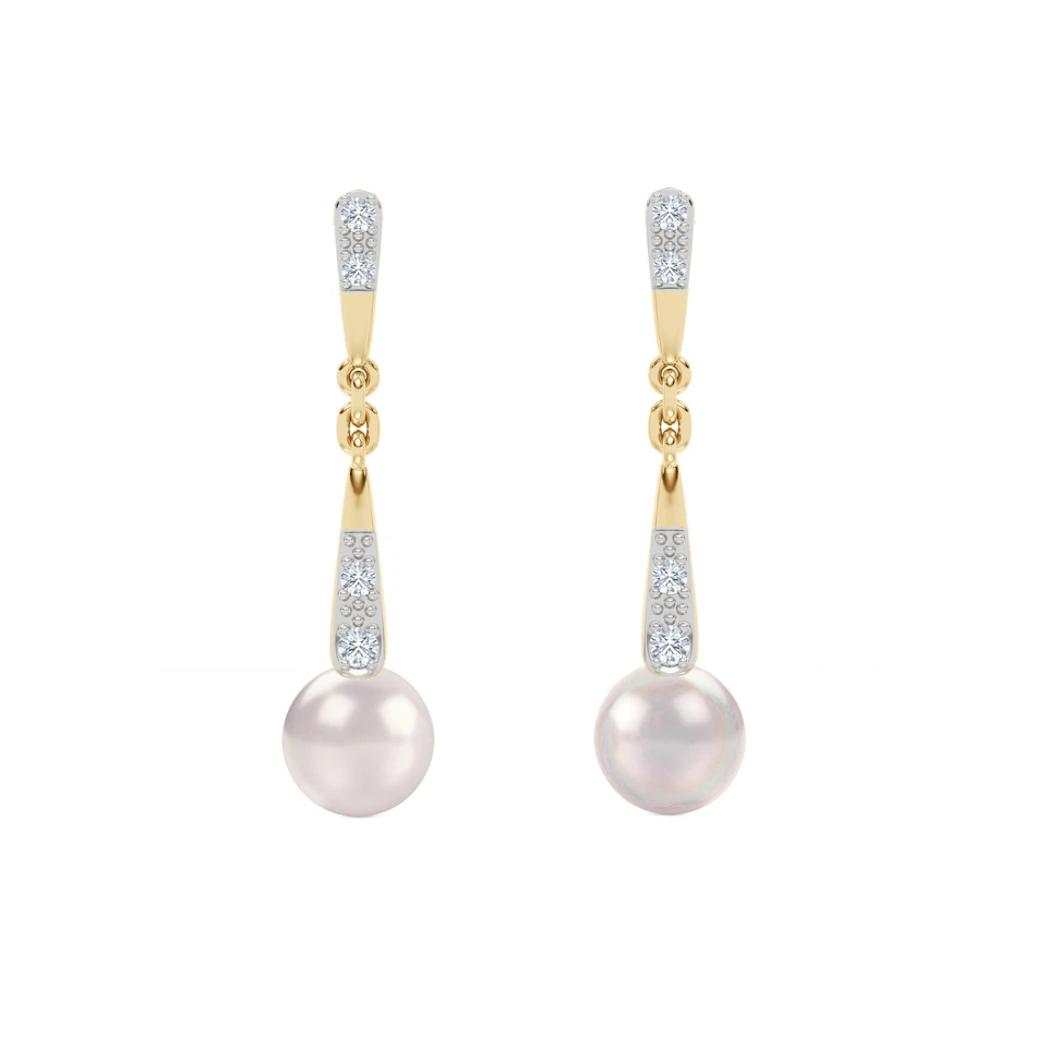 Eden 3.90ct Round Pearl and Lab Diamond Earrings in 18K Gold Vermeil