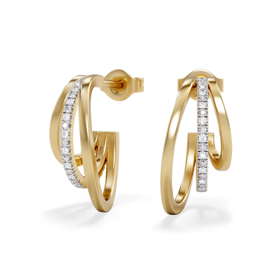 0.25ct Lab Diamond Stacked Hoop Earrings in 18k Gold Vermeil