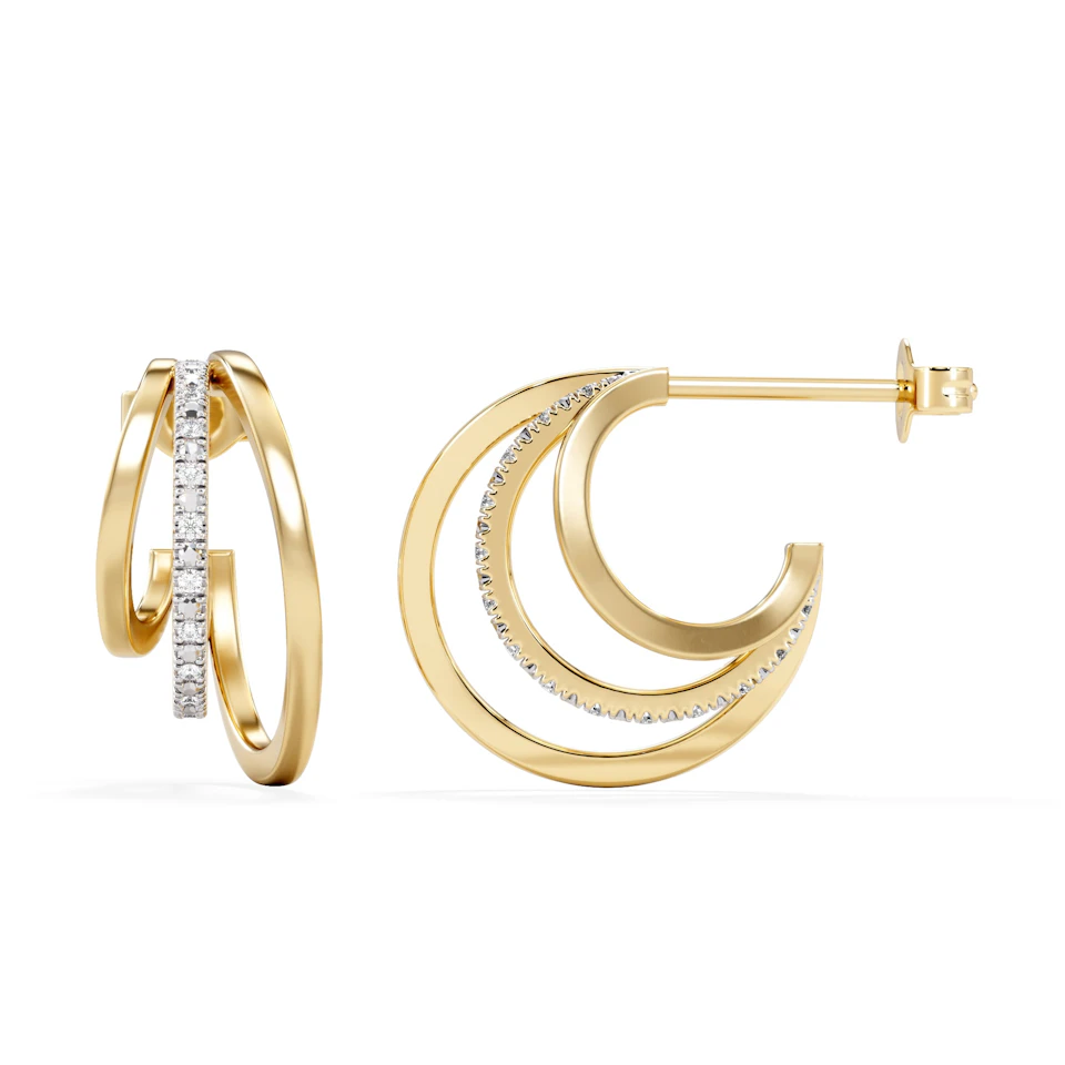 0.25ct Lab Diamond Stacked Hoop Earrings in 18k Gold Vermeil