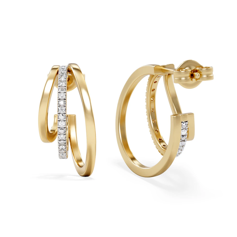 0.25ct Lab Diamond Stacked Hoop Earrings in 18k Gold Vermeil